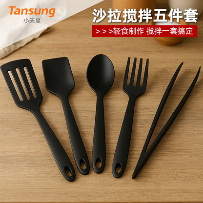 5-Piece Nylon Kitchen Utensil Set – Heat Resistant Non-Stick Cooking Tools