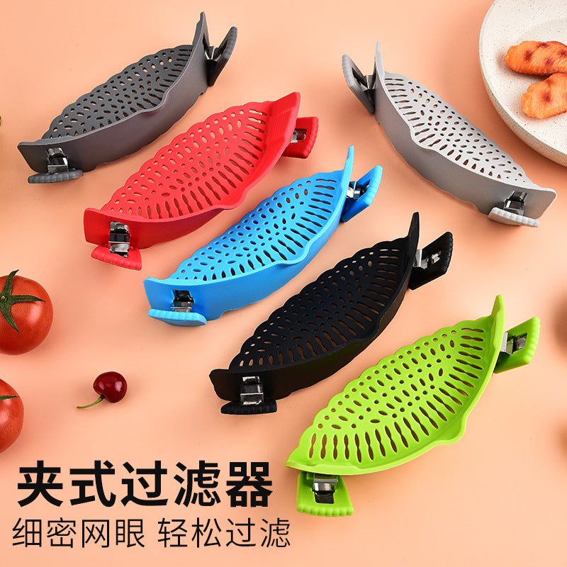 Clip-On Silicone Pot Strainer – Universal Snap-On Pasta & Vegetable Drainer