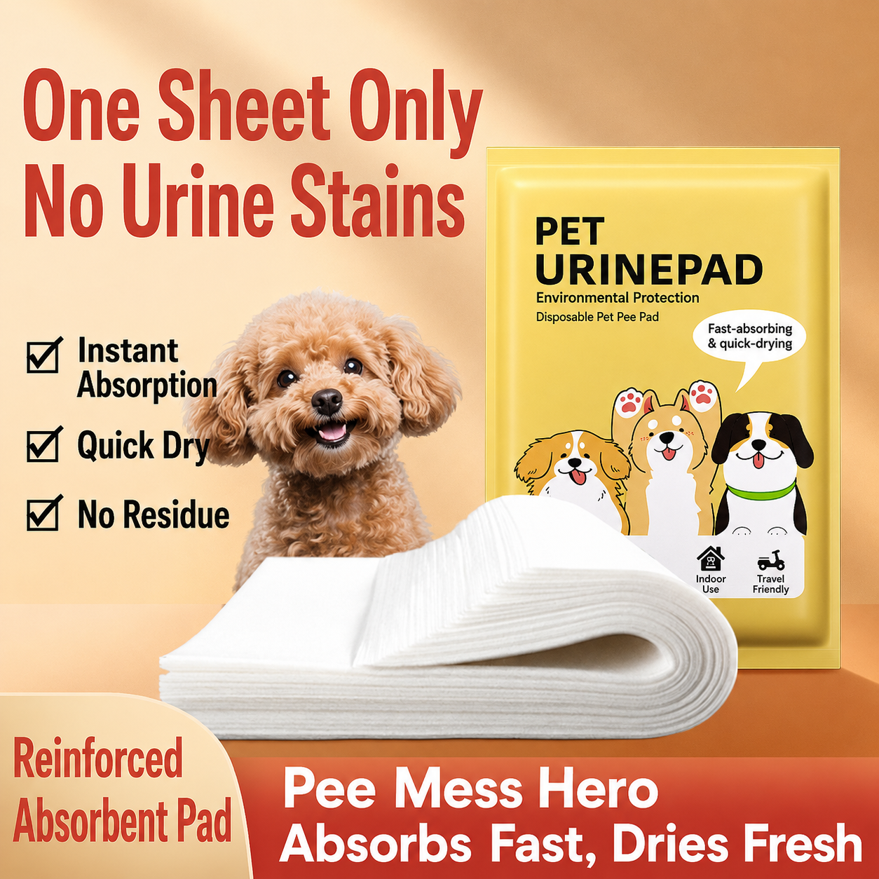 🐶 Super Absorbent Pet Urine Cleaning Sheets – Disposable Dog Pee Cleanup Towels with Odor Control