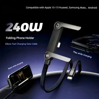 ⚡Official Authorized |2-in-1Invisible HolderCharger Cable - 240wFast Charging Cord withBuilt-In Phone Stand
