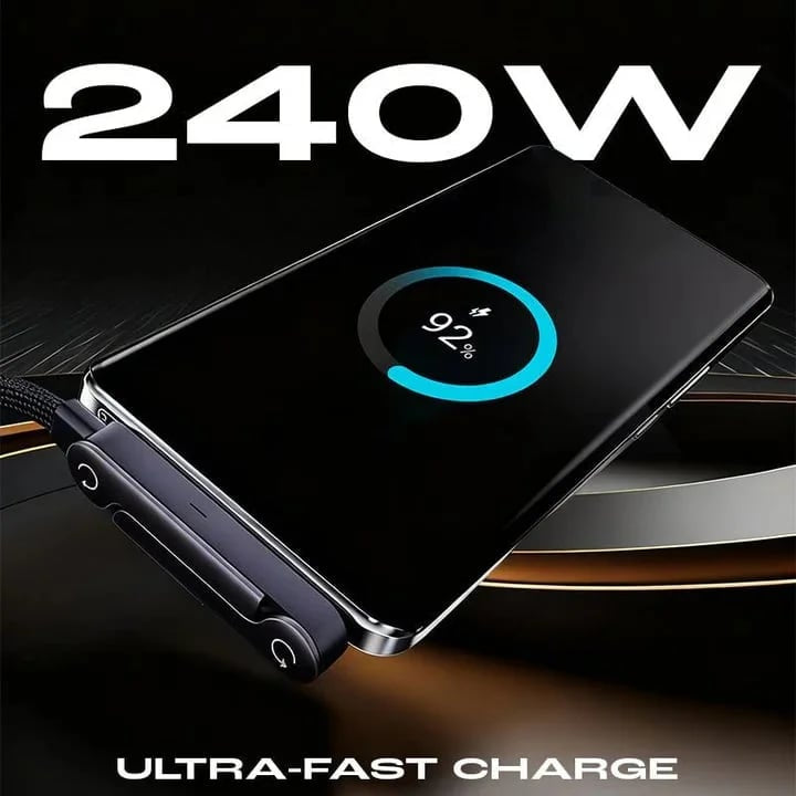 ⚡Official Authorized |2-in-1Invisible HolderCharger Cable - 240wFast Charging Cord withBuilt-In Phone Stand