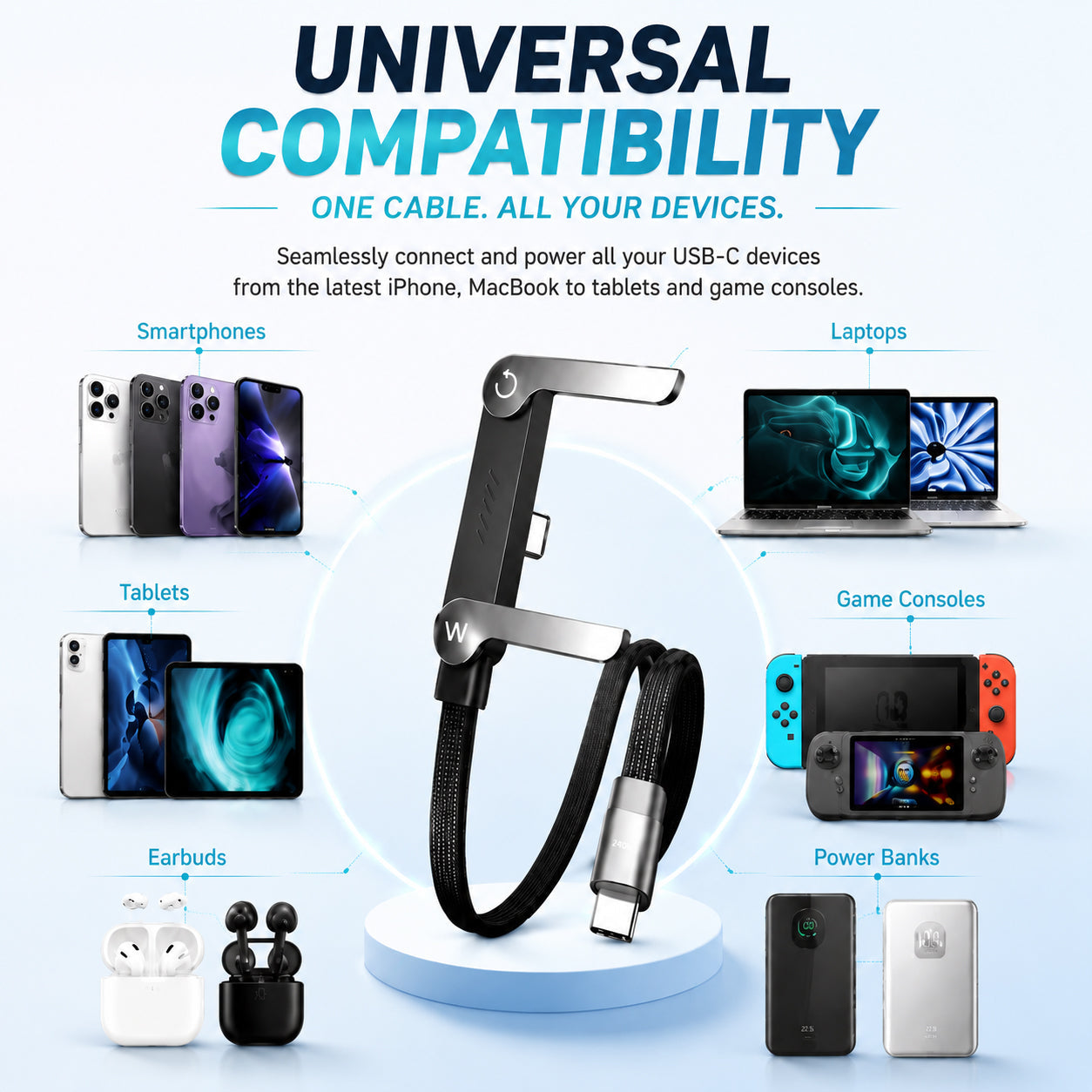 ⚡Official Authorized |2-in-1Invisible HolderCharger Cable - 240wFast Charging Cord withBuilt-In Phone Stand